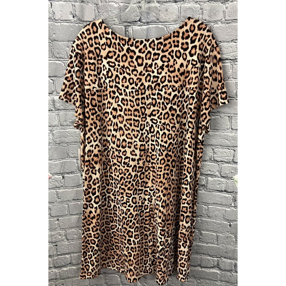Soma Cool Nights NWT Leopard Print Sleep Shirt  XXL  V-Neck Pocket Nightgown - Picture 2 of 9